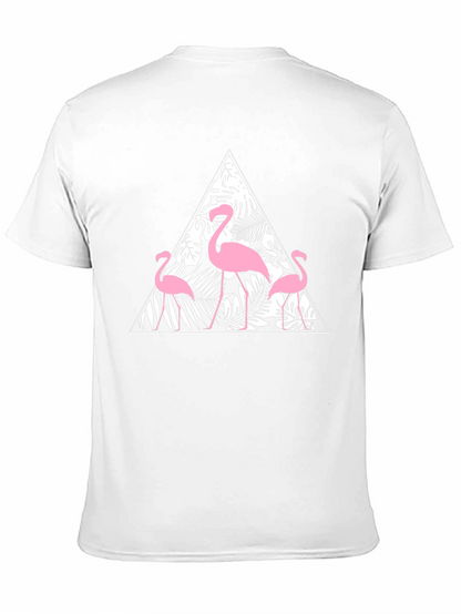 Black T-Shirt with Flamingo Triangle Design