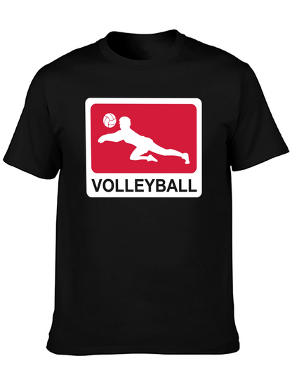 Volleyball Graphic Tee - Black Cotton Shirt