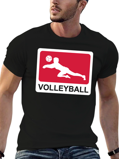 Volleyball Graphic Tee - Black Cotton Shirt