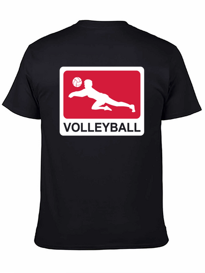 Volleyball Graphic Tee - Black Cotton Shirt