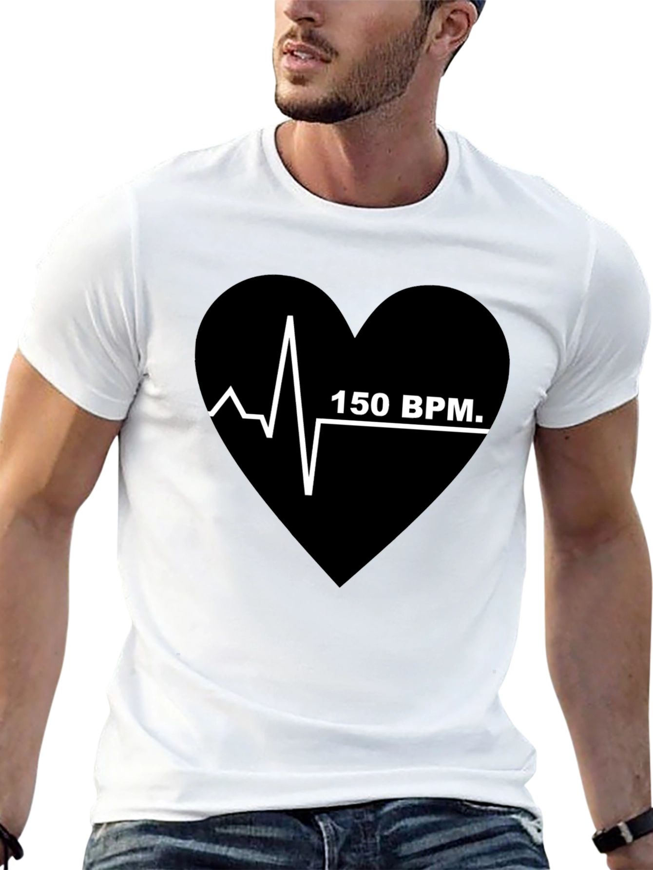 150 BPM Heartbeat T-Shirt - Black Graphic Tee