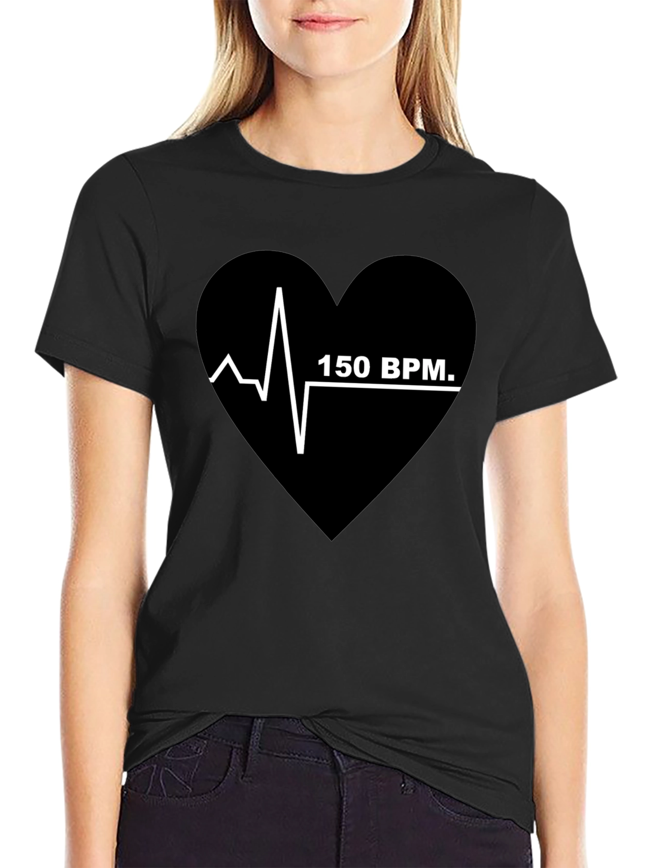 150 BPM Heartbeat T-Shirt - Black Graphic Tee
