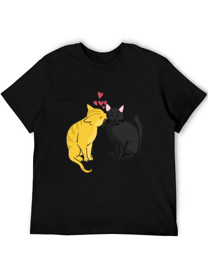 Cats in Love Graphic Tee - Black
