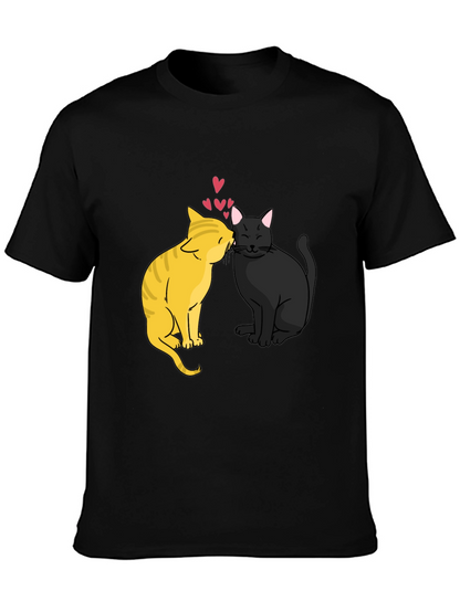 Cats in Love Graphic Tee - Black