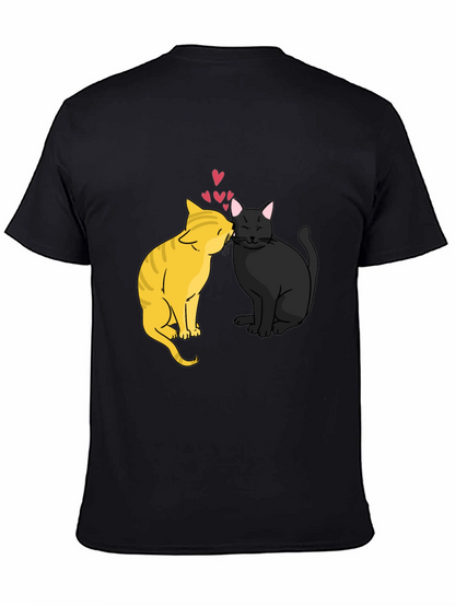 Cats in Love Graphic Tee - Black