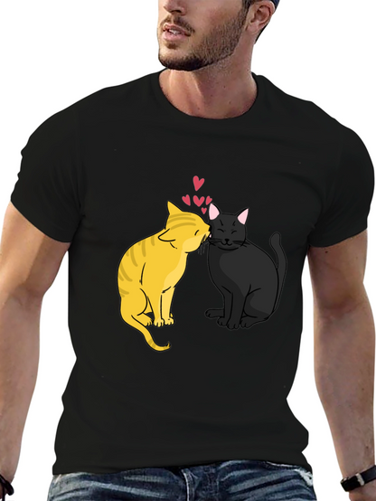 Cats in Love Graphic Tee - Black