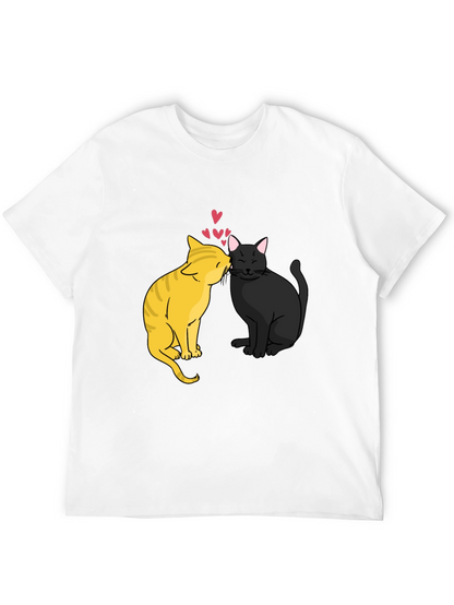 Cats in Love Graphic Tee - Black