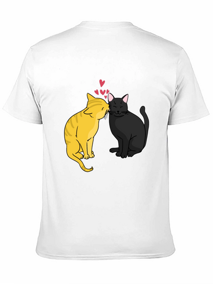 Cats in Love Graphic Tee - Black