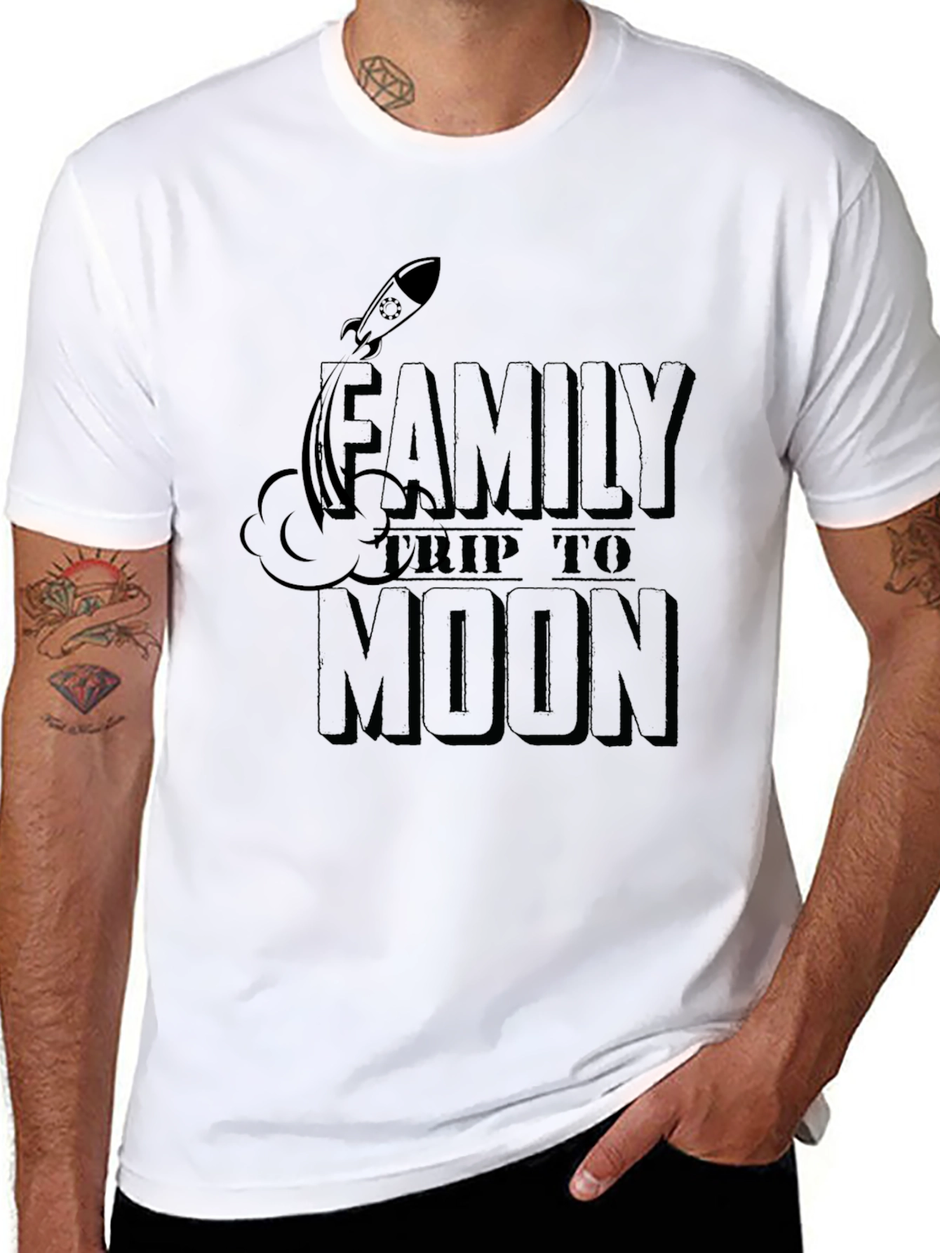 Family Trip to Moon Graphic T-Shirt