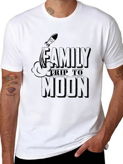 Family Trip to Moon Graphic T-Shirt