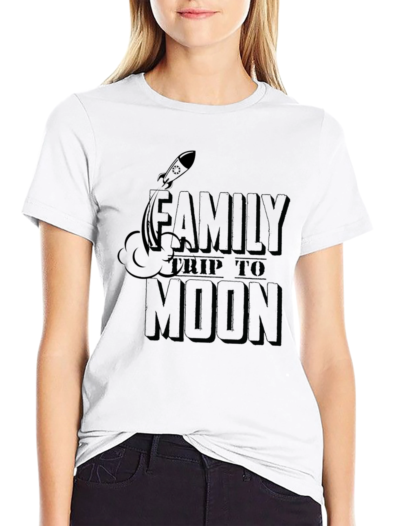 Family Trip to Moon Graphic T-Shirt