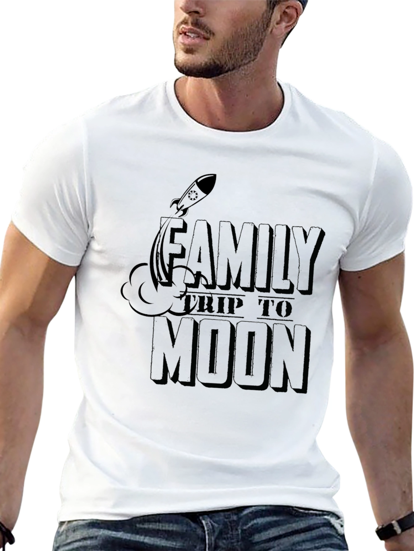 Family Trip to Moon Graphic T-Shirt