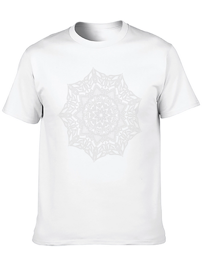 Black Tee with White Mandala Print