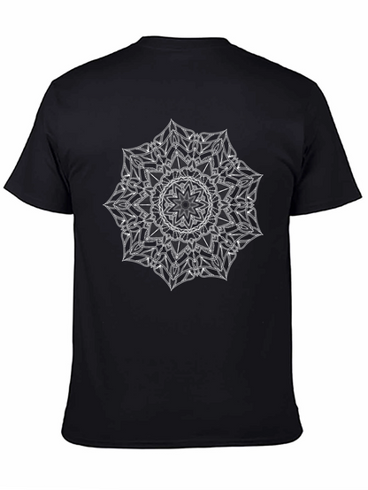 Black Tee with White Mandala Print