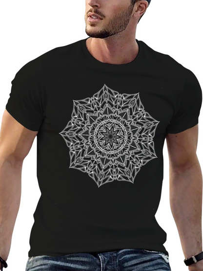 Black Tee with White Mandala Print