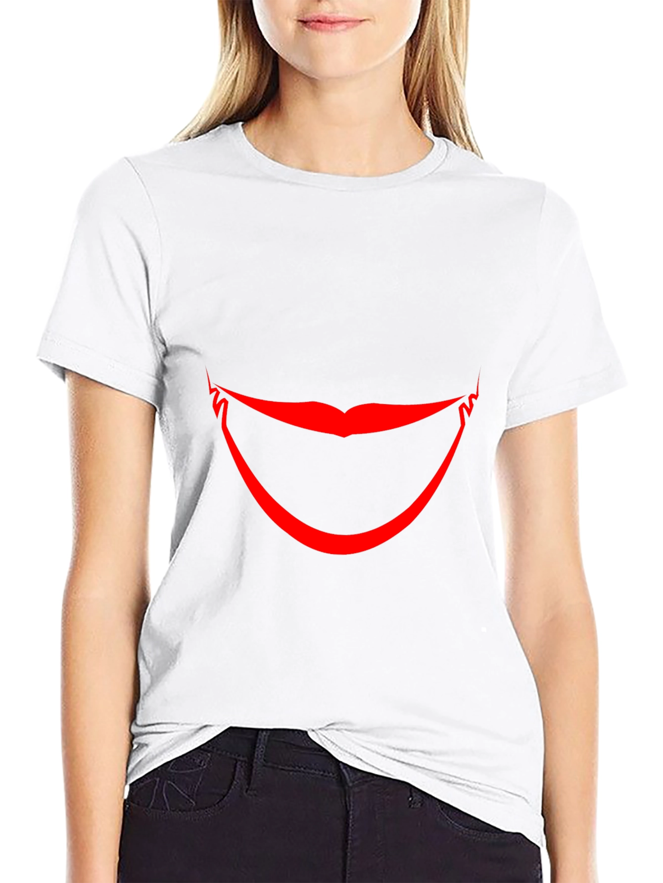 Red Smile Graphic Black T-Shirt