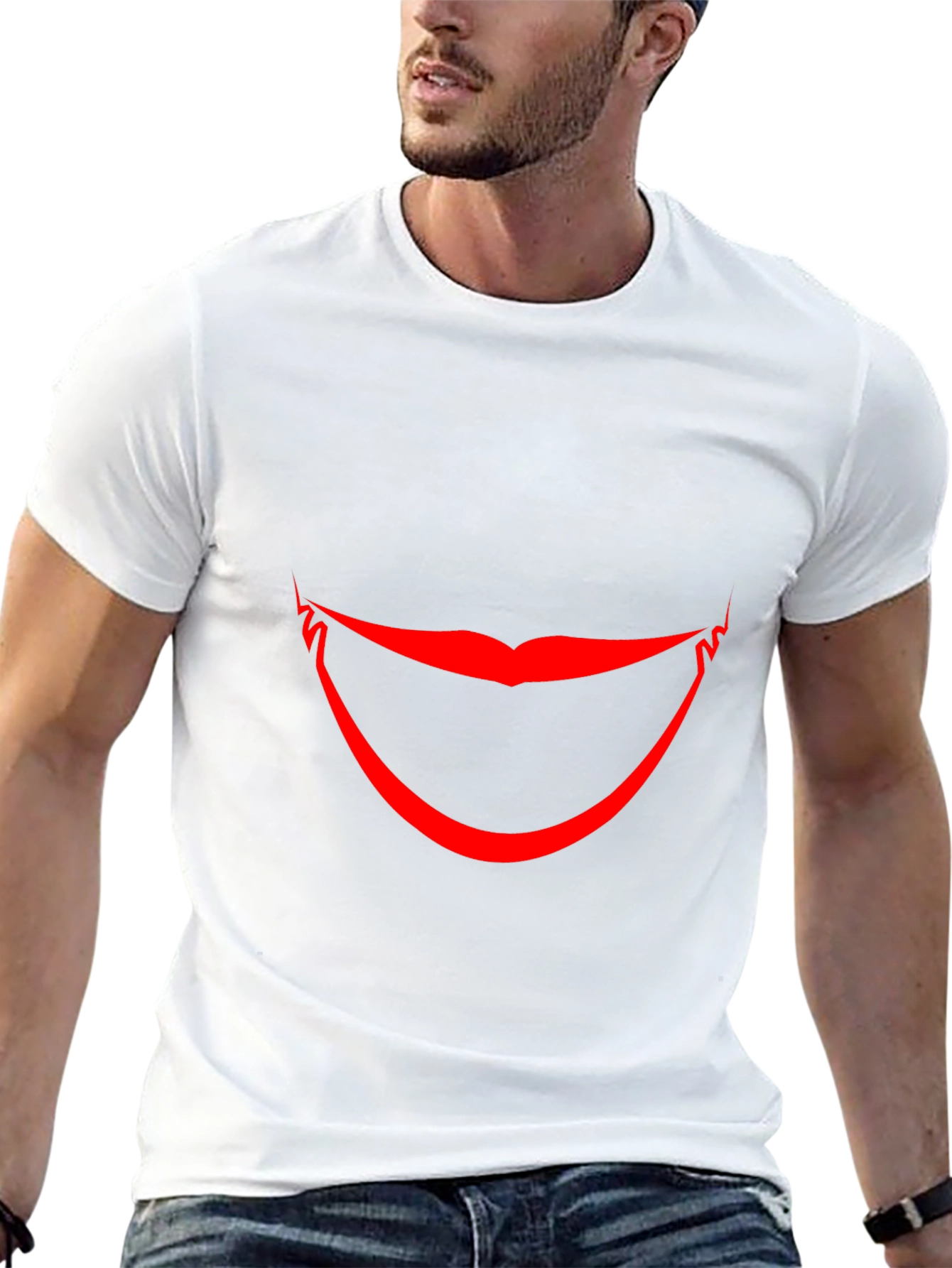 Red Smile Graphic Black T-Shirt