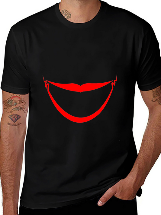 Red Smile Graphic Black T-Shirt