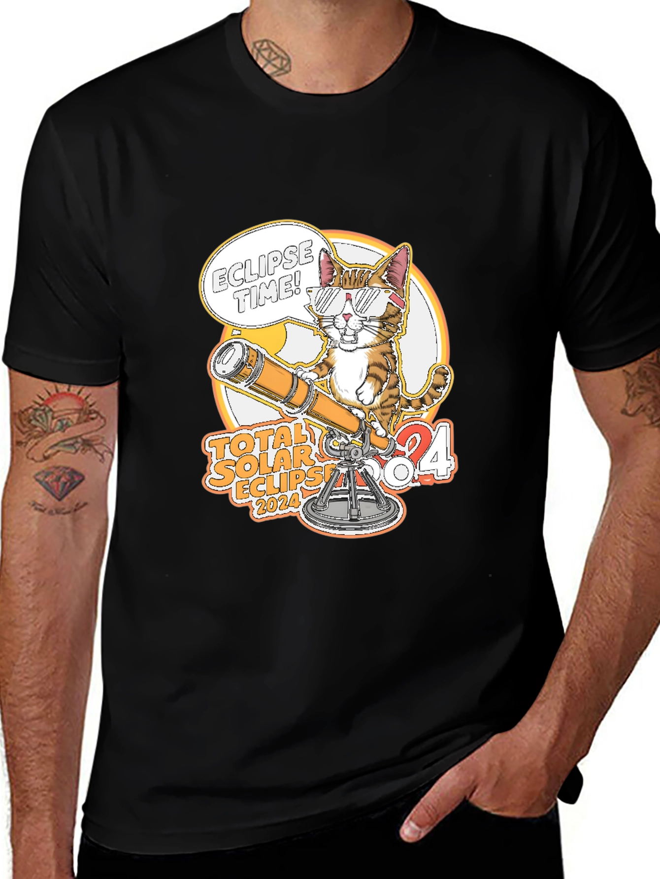 Total Solar Eclipse 2024 Cat T-Shirt