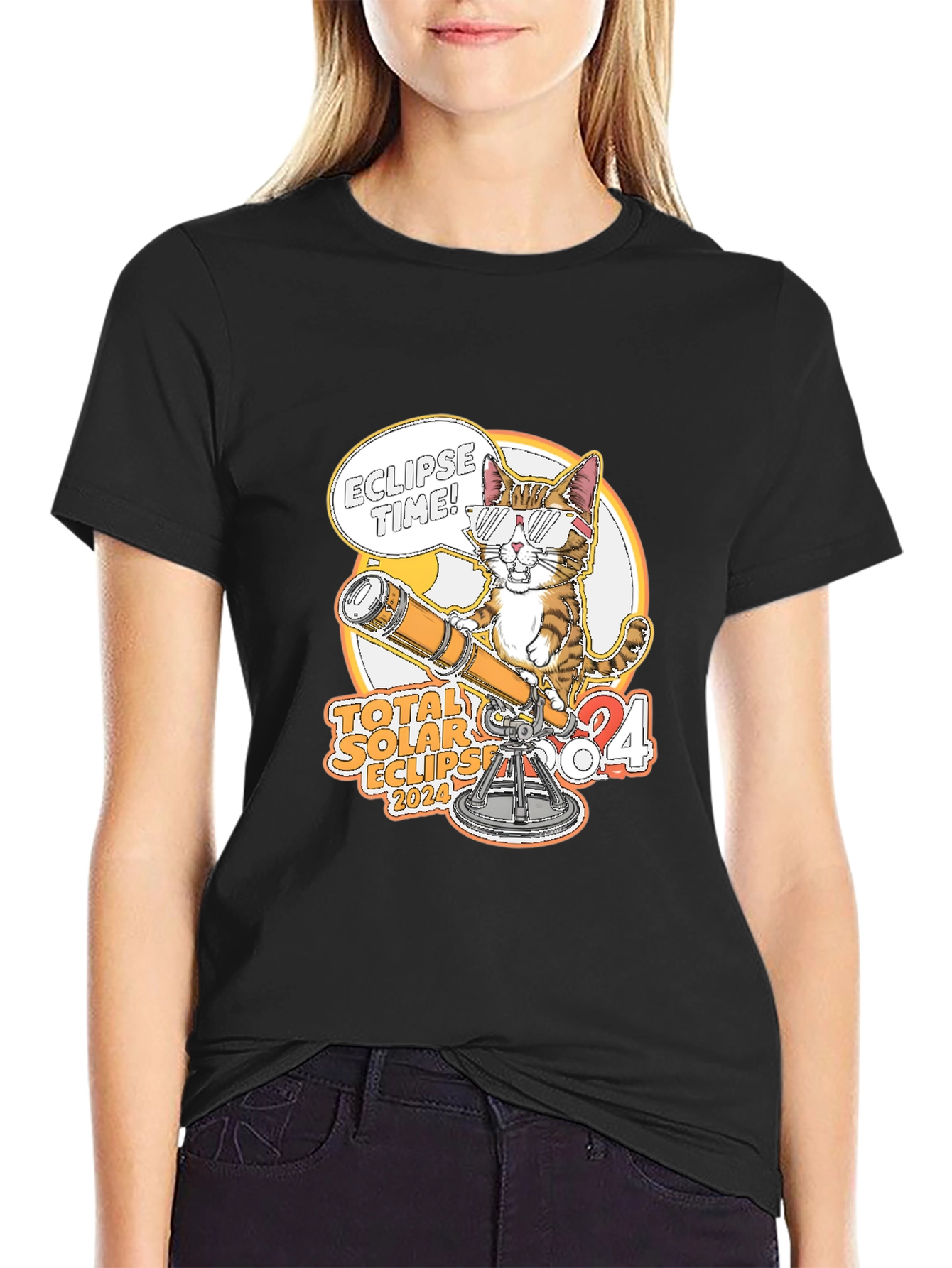 Total Solar Eclipse 2024 Cat T-Shirt