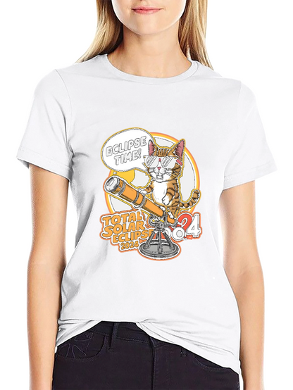 Total Solar Eclipse 2024 Cat T-Shirt