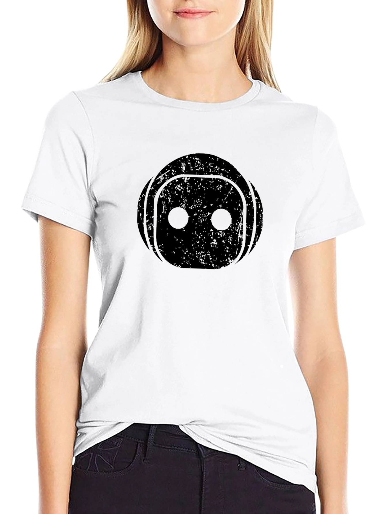 Black Robot Face Graphic T-Shirt