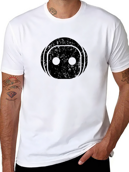Black Robot Face Graphic T-Shirt