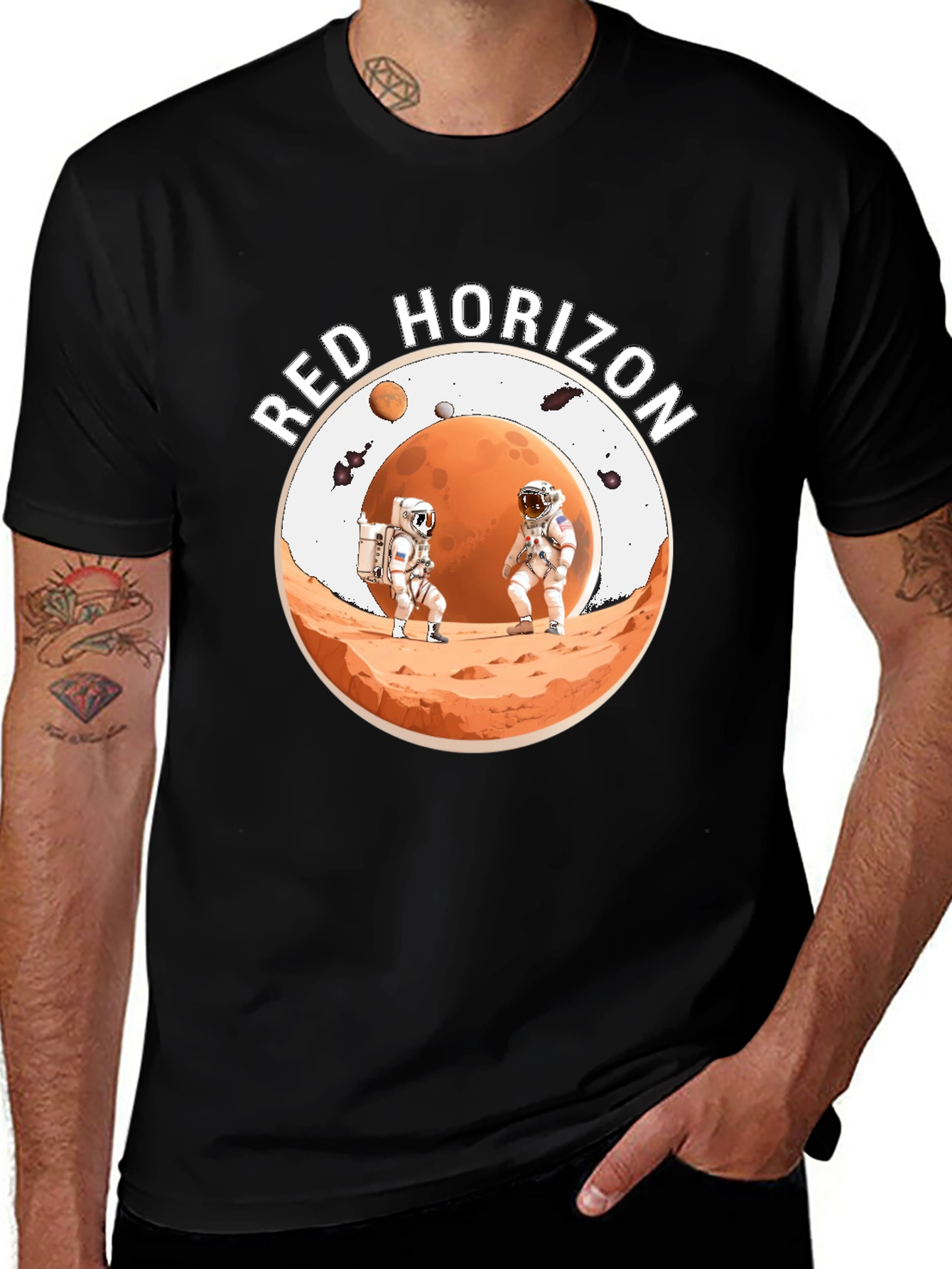 Red Horizon Astronaut Graphic Tee