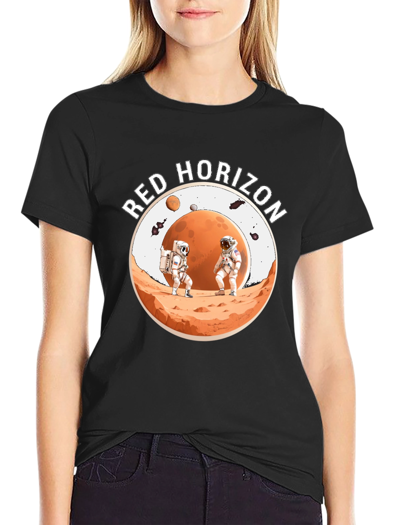 Red Horizon Astronaut Graphic Tee