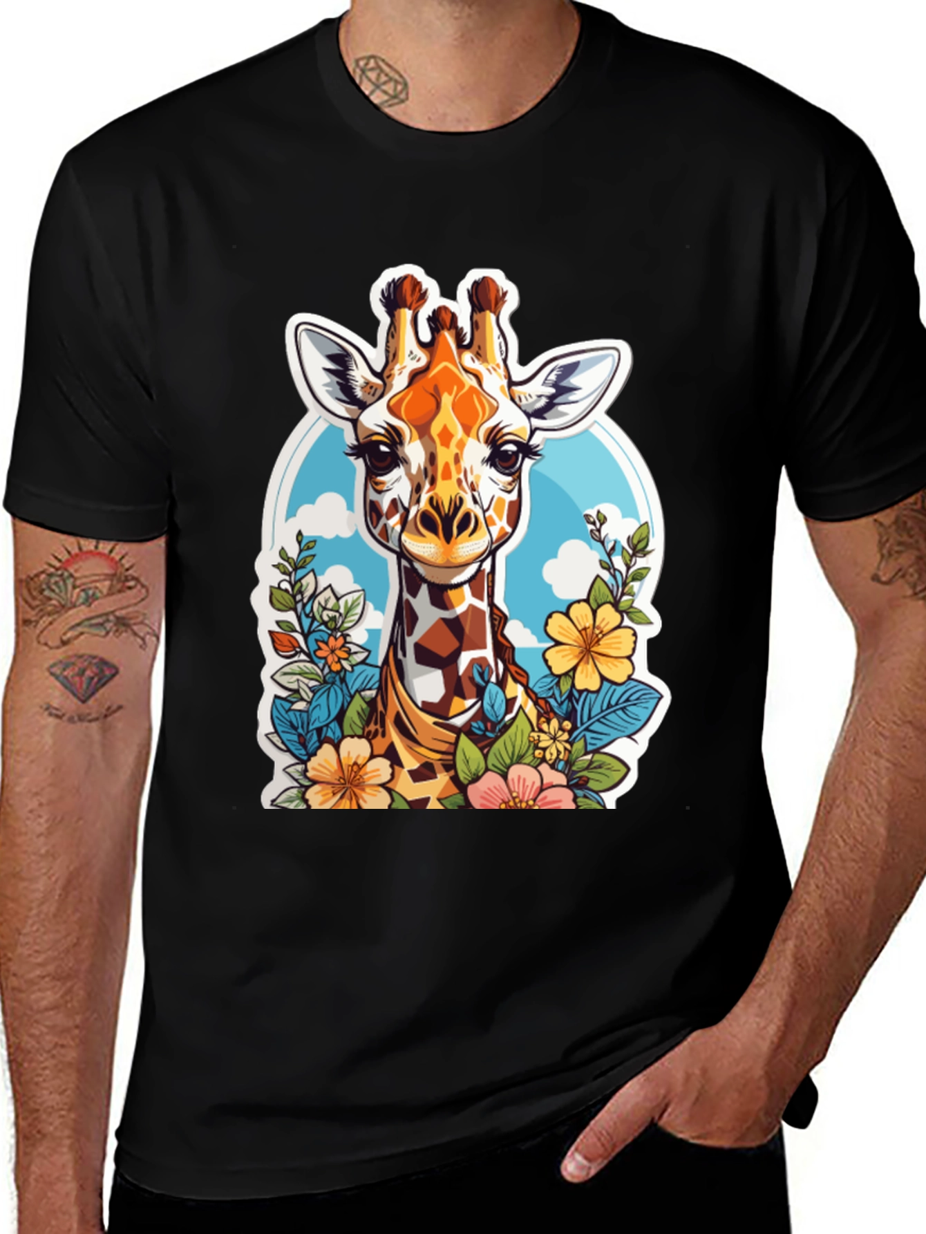 Giraffe Floral Graphic Tee - Unisex