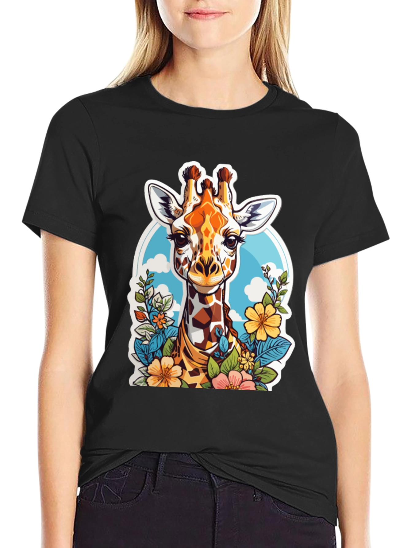Giraffe Floral Graphic Tee - Unisex