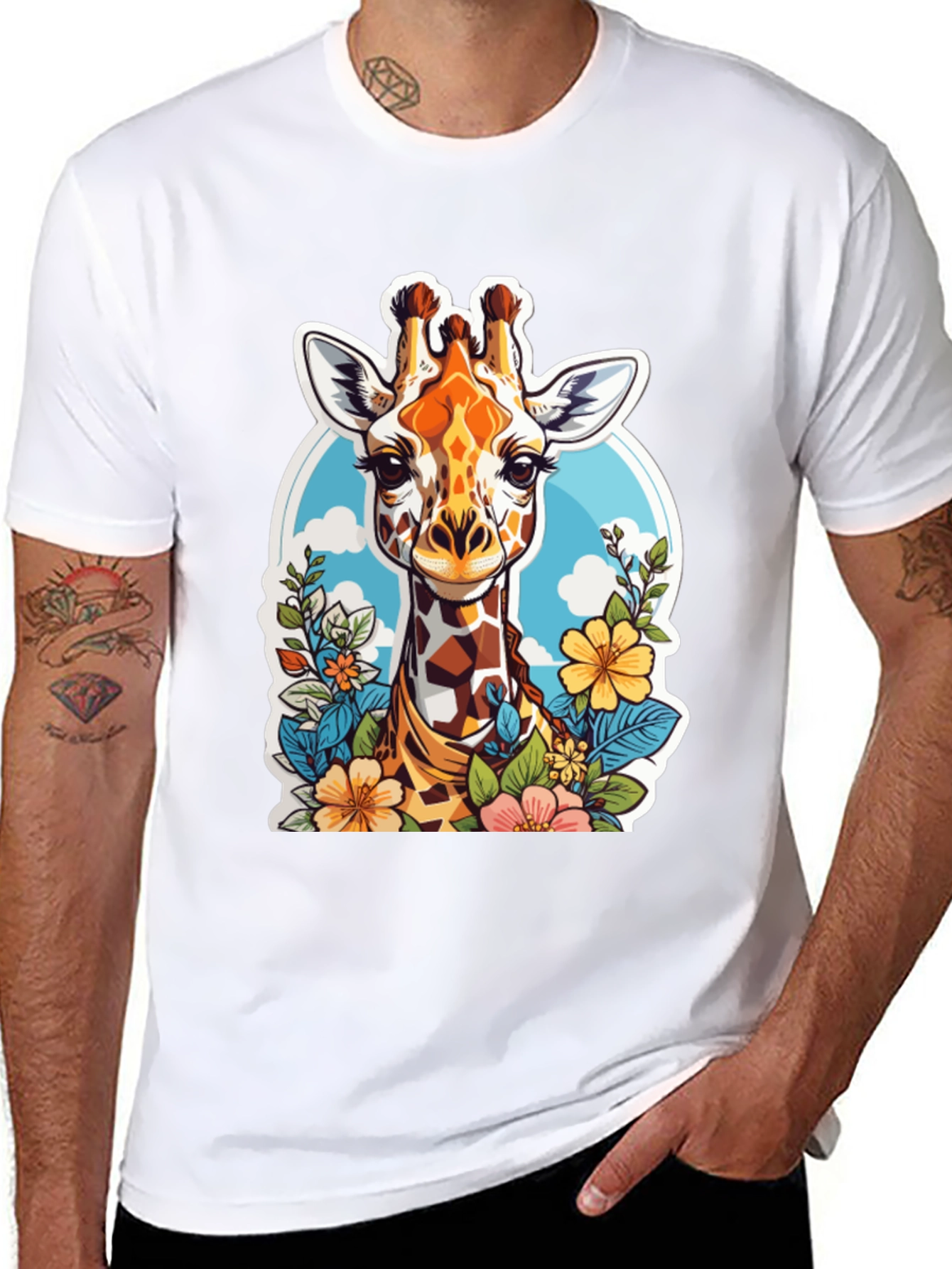 Giraffe Floral Graphic Tee - Unisex