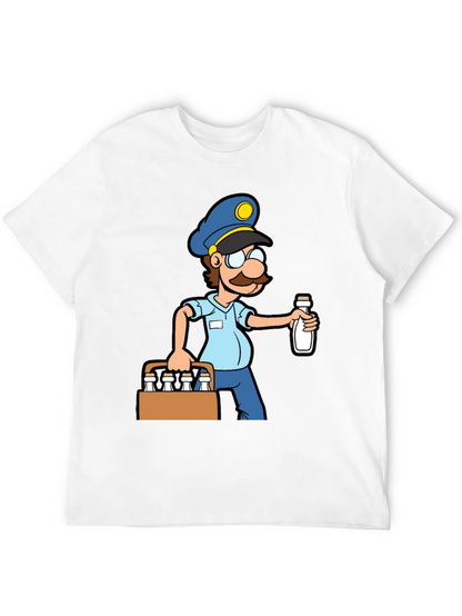 Cartoon Milkman Graphic Tee - Black