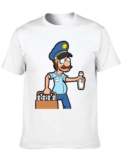 Cartoon Milkman Graphic Tee - Black