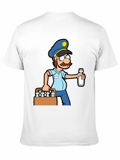 Cartoon Milkman Graphic Tee - Black