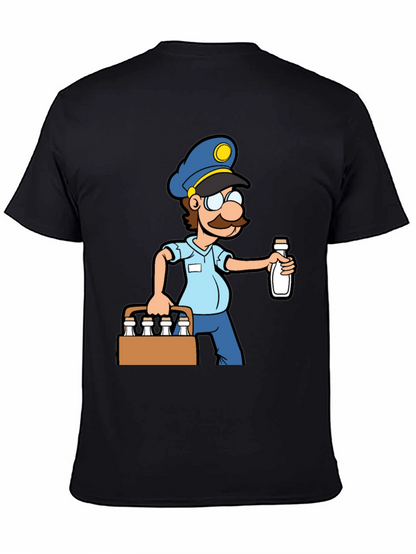 Cartoon Milkman Graphic Tee - Black