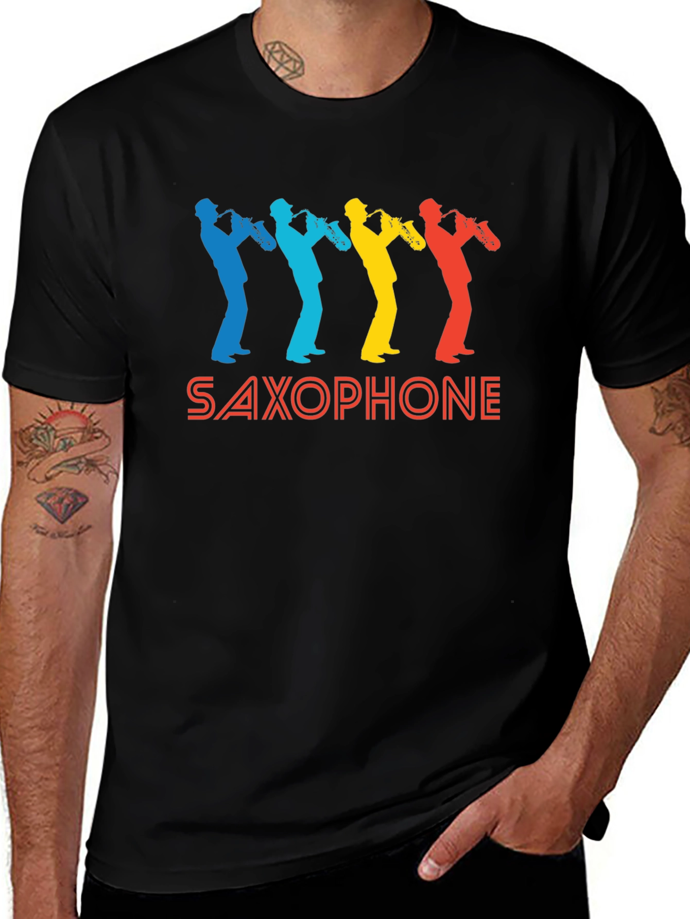 Retro Saxophone Graphic T-Shirt - Cool Musician Tee