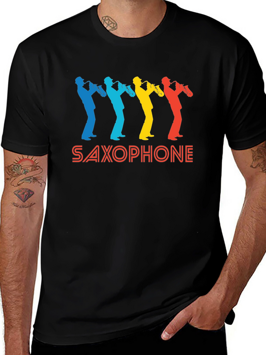 Retro Saxophone Graphic T-Shirt - Cool Musician Tee