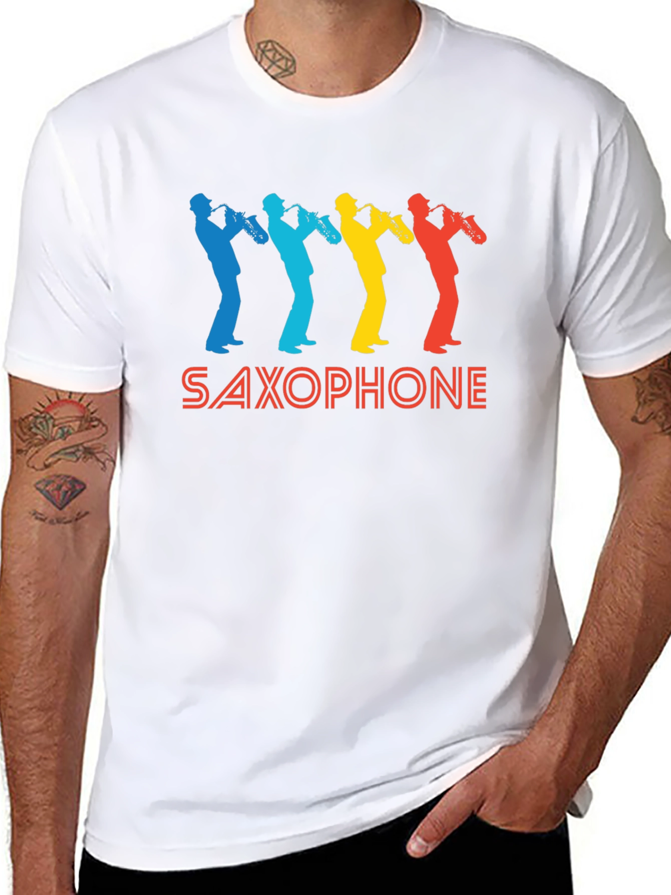 Retro Saxophone Graphic T-Shirt - Cool Musician Tee