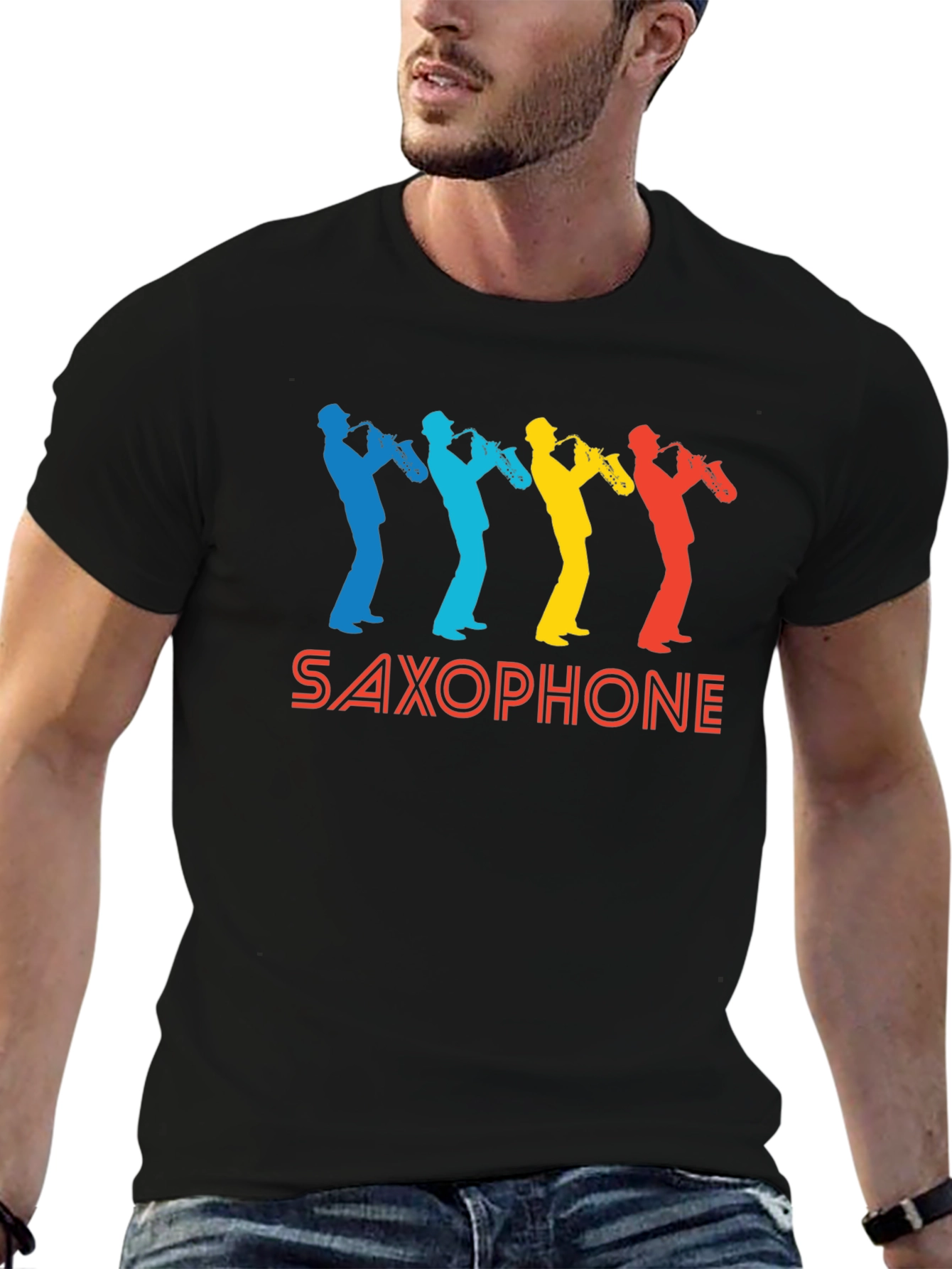 Retro Saxophone Graphic T-Shirt - Cool Musician Tee