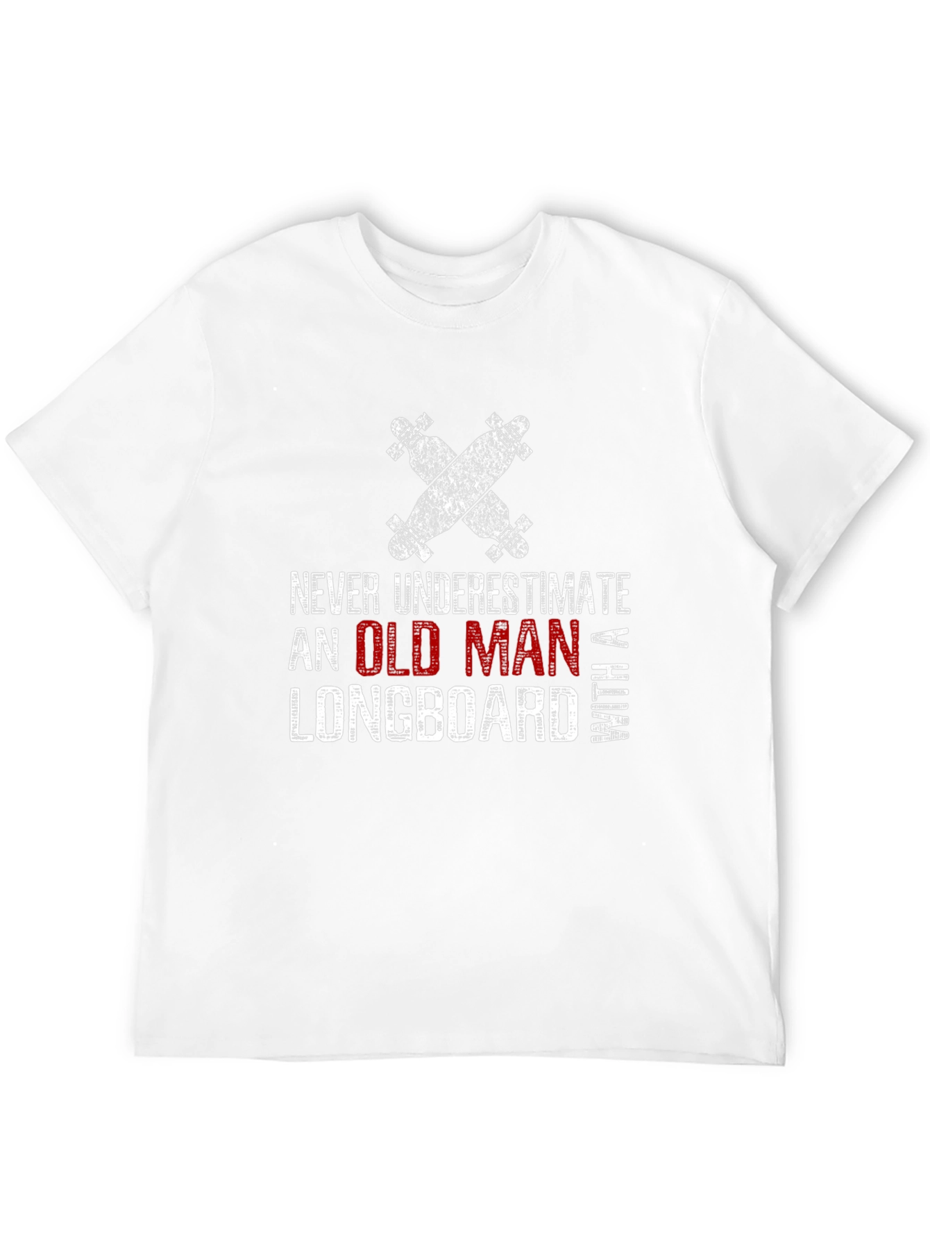 Old Man Longboard T-Shirt - Funny Skateboarder Tee