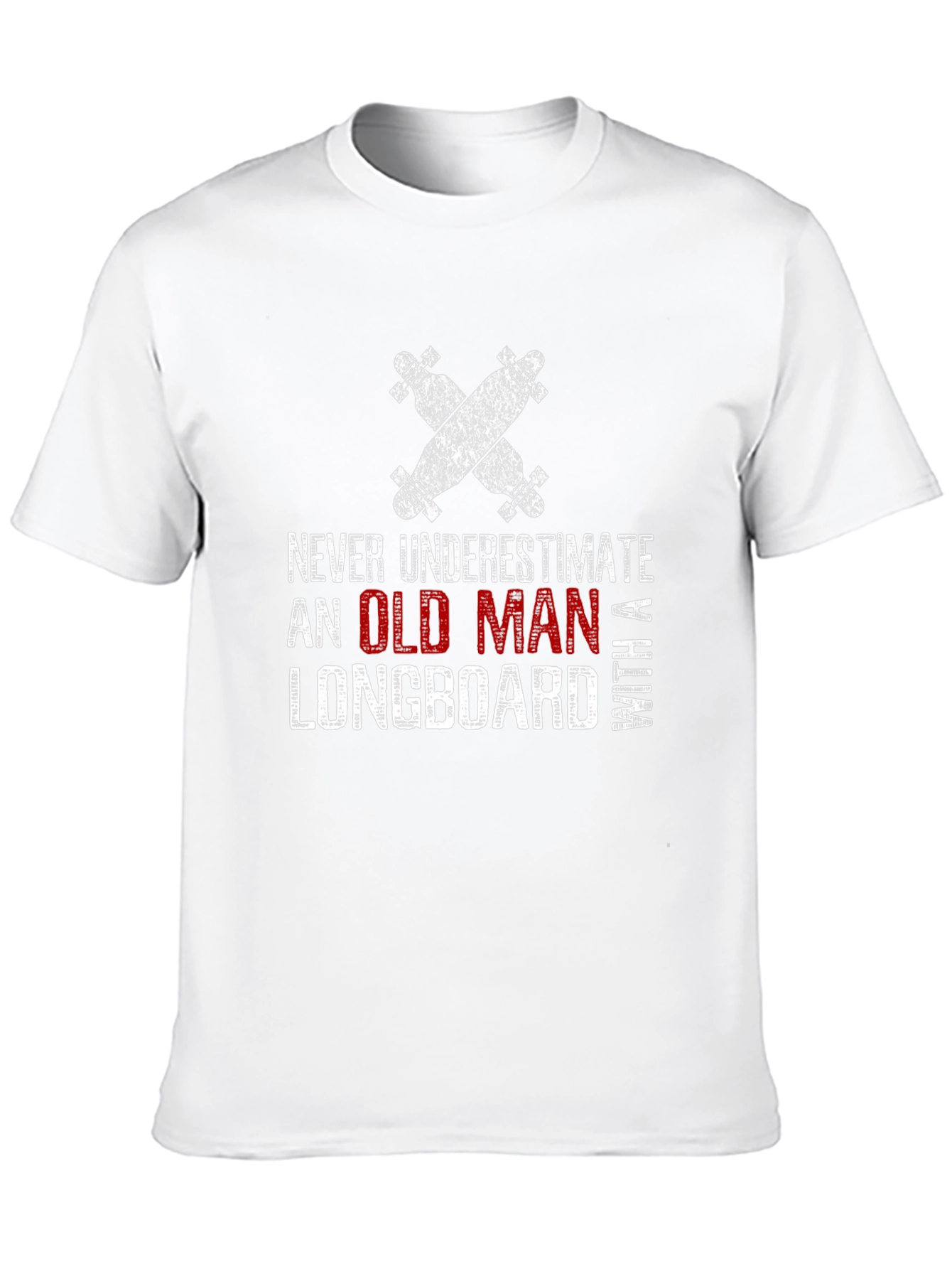 Old Man Longboard T-Shirt - Funny Skateboarder Tee