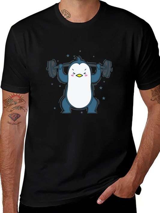 Penguin Lifting Weights Graphic Tee - Black