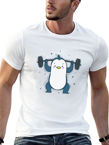 Penguin Lifting Weights Graphic Tee - Black
