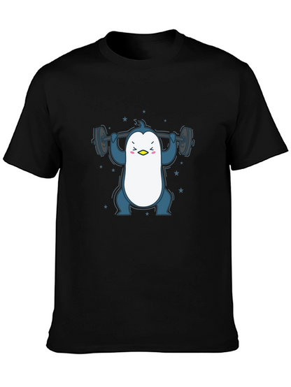 Penguin Lifting Weights Graphic Tee - Black