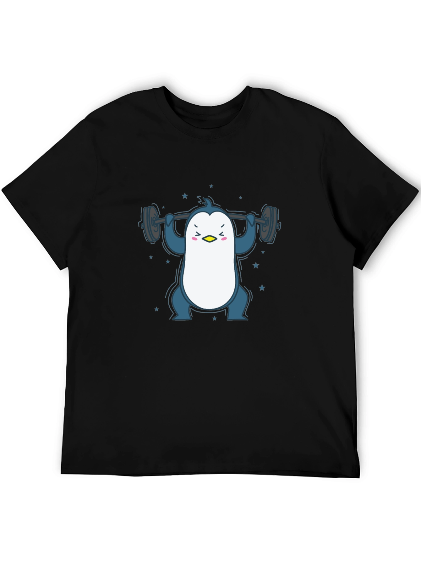 Penguin Lifting Weights Graphic Tee - Black