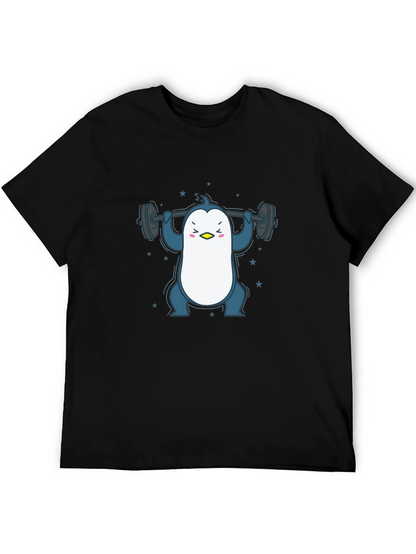 Penguin Lifting Weights Graphic Tee - Black
