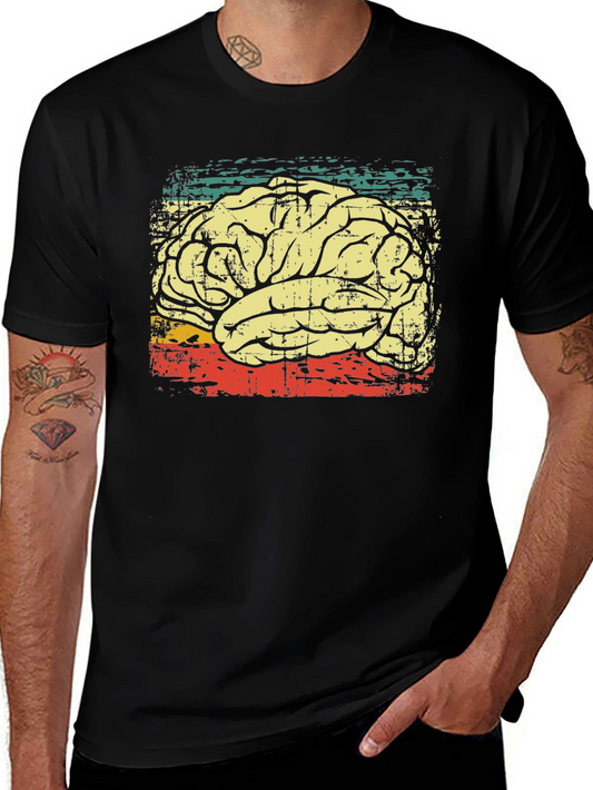 Retro Brain Graphic T-Shirt - Black