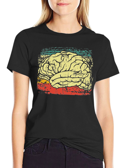 Retro Brain Graphic T-Shirt - Black