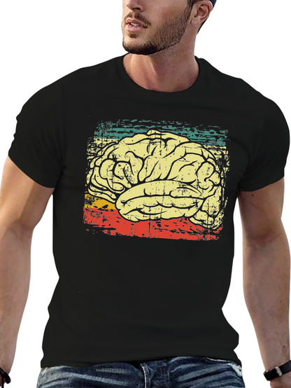 Retro Brain Graphic T-Shirt - Black